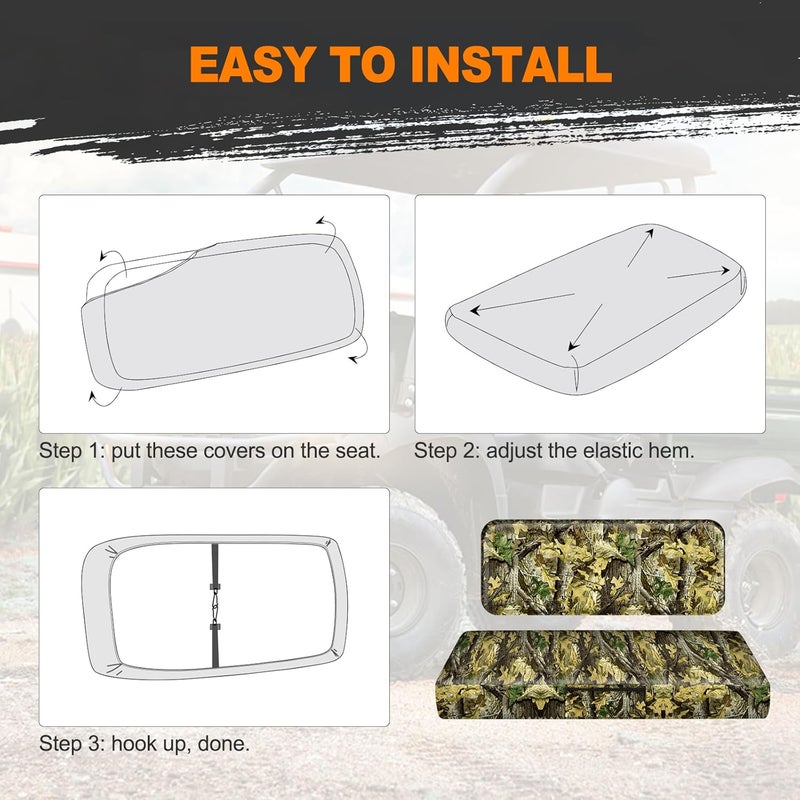 BORDAN UTV Waterproof Seat Cover for Kawasaki Mule 600 610 2005-2016 Mule SX 2017-2023, Heavy Duty 1680D Full Protection Camo Seat Cover for UTV Outdoor(2 PCS) - Image 5